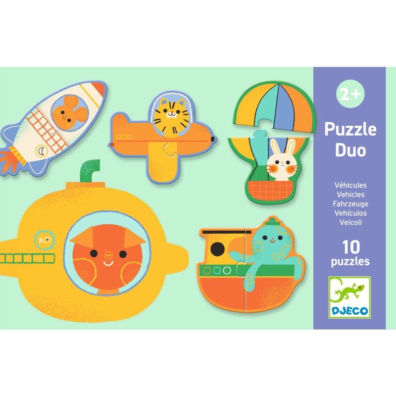 Djeco - Puzzle, Duo - Vehicles (10 Puzzles) - Swanky Boutique Malta 