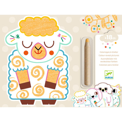Djeco- Colouring Cards Animal Shaped, 12 Pack -Incl 1 Jumbo Magic Pencil- Swanky Boutique Malta