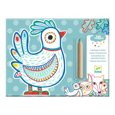 Djeco- Colouring Cards- Forest Friends, 12 Pack (Incl 1 Jumbo Magic Pencil) Swanky Boutique Malta