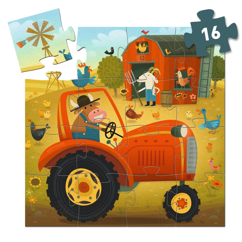 Djeco- Jigsaw Puzzle, 16 Pieces -The Tractor -Swanky Boutique Malta