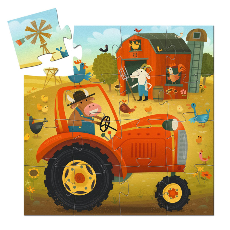 Djeco- Jigsaw Puzzle, 16 Pieces -The Tractor -Swanky Boutique Malta