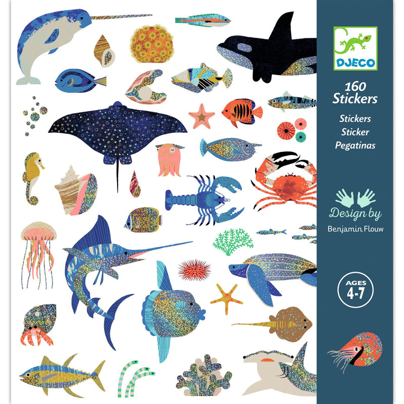 Djeco- Sticker Sheets ,160 Stickers -Ocean- Swanky Boutique Malta 