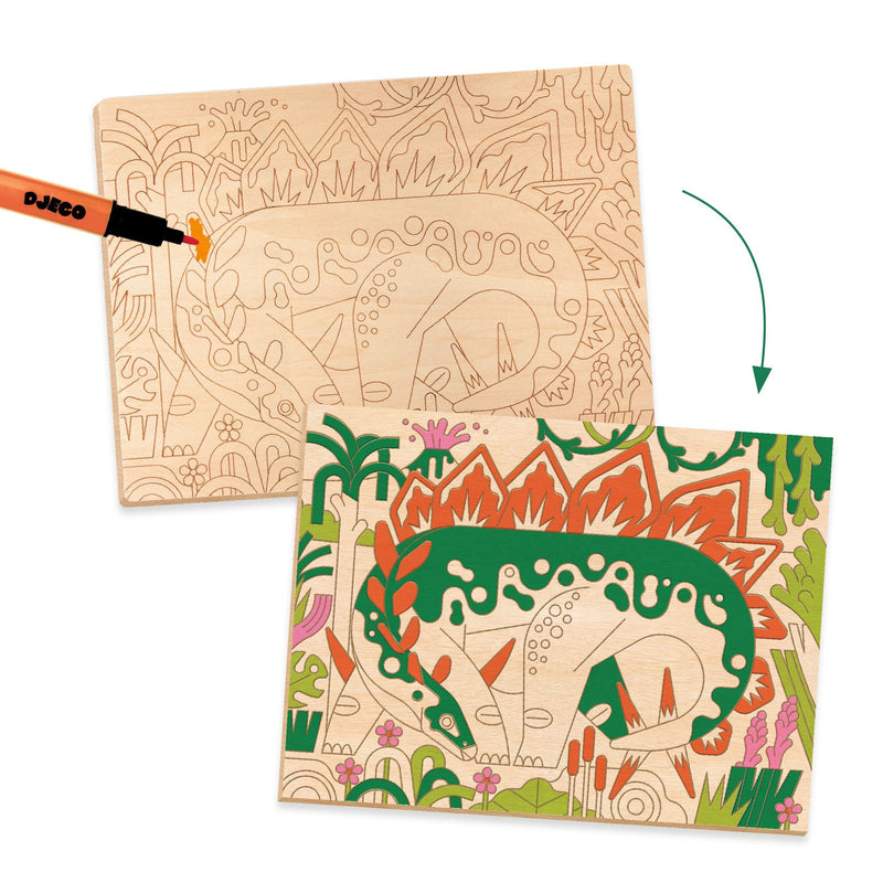 Djeco Colouring on Wood - Dino World  - Swanky Boutique Malta 