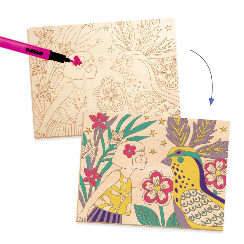Djeco Colouring on Wood - Sweet Girls  - Swanky Boutique Malta