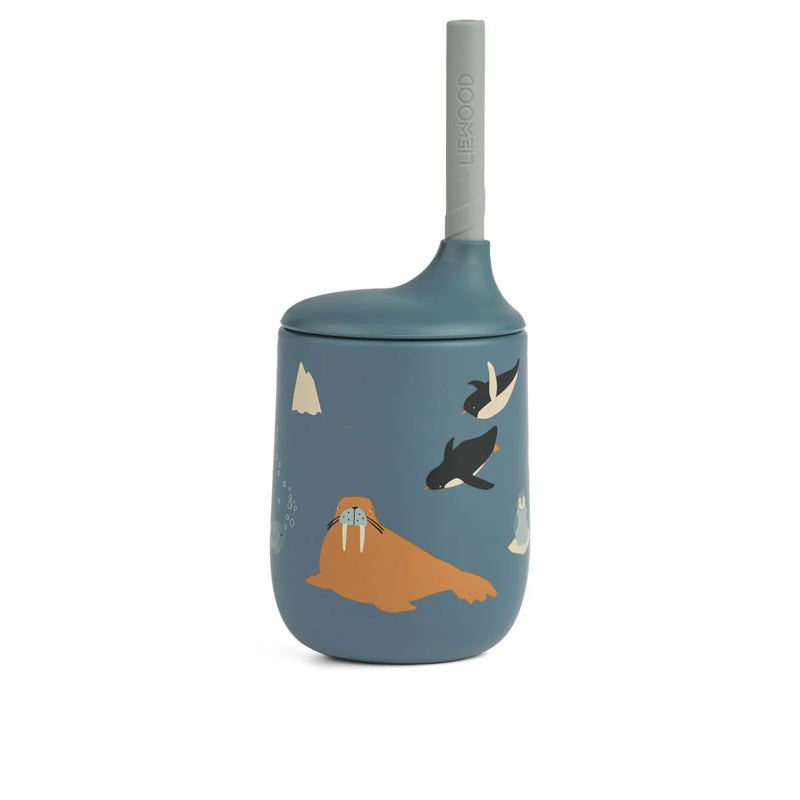 Ellis Sippy Cup with Straw, Silicone - Arctic Sea/Ocean View