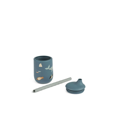 Ellis Sippy Cup with Straw, Silicone - Arctic Sea/Ocean View