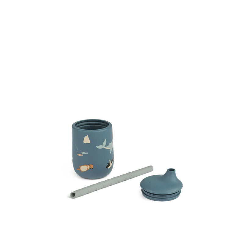 Ellis Sippy Cup with Straw, Silicone - Arctic Sea/Ocean View