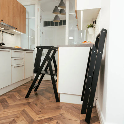 Ette Tete - Step & Fold - Foldable Helper Tower With Adjustable Height - Black - Swanky Boutique Malta 