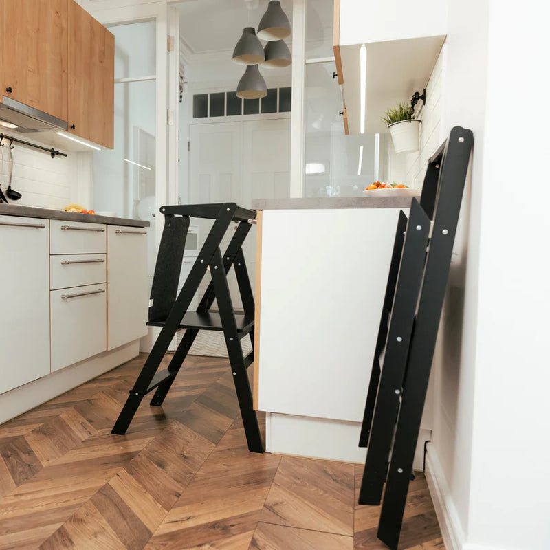 Ette Tete - Step & Fold - Foldable Helper Tower With Adjustable Height - Black - Swanky Boutique Malta 