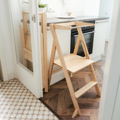 Ette Tete - Step & Fold - Foldable Helper Tower With Adjustable Height - White - Swanky Boutique Malta