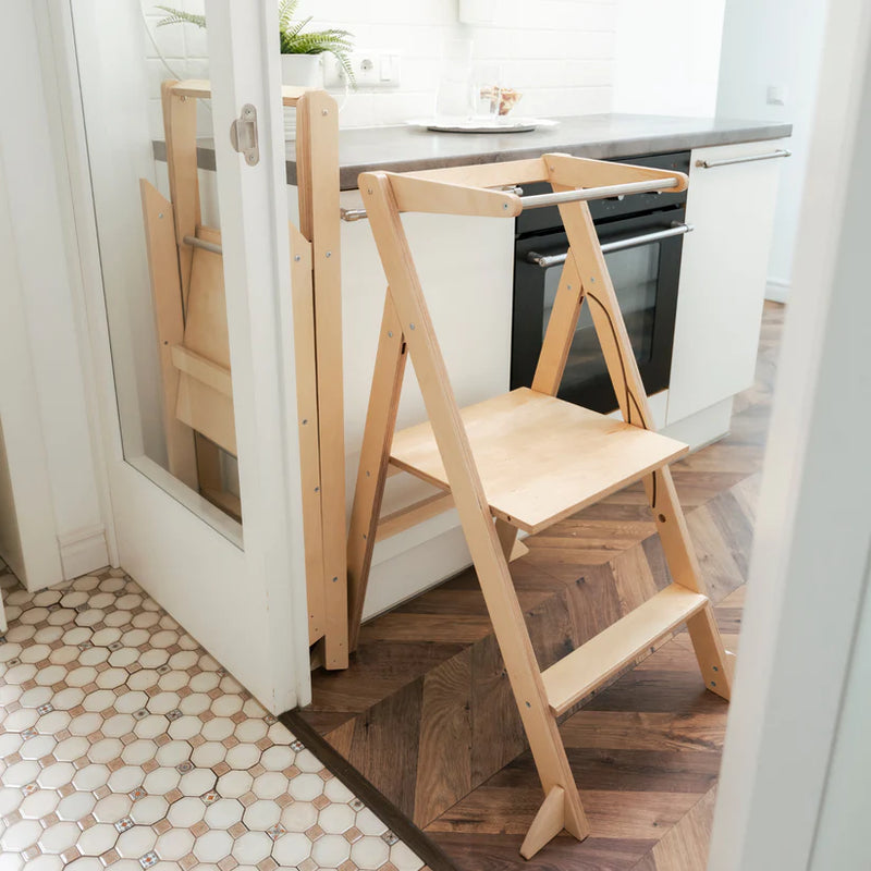 Ette Tete - Step & Fold - Foldable Helper Tower With Adjustable Height - White - Swanky Boutique Malta