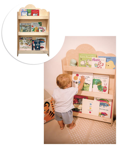 Family Nation Montessori Frontal Bookcase Cloud Birch Wood - Swanky Boutique