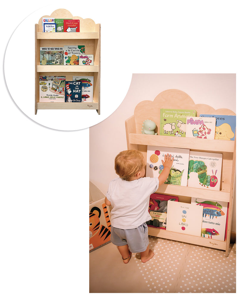 Family Nation Montessori Frontal Bookcase Cloud Birch Wood - Swanky Boutique
