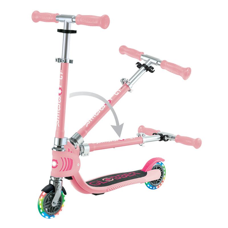 Globber FLOW FOLDABLE JUNIOR LIGHTS Pastel Pink - Swanky Boutique Malta