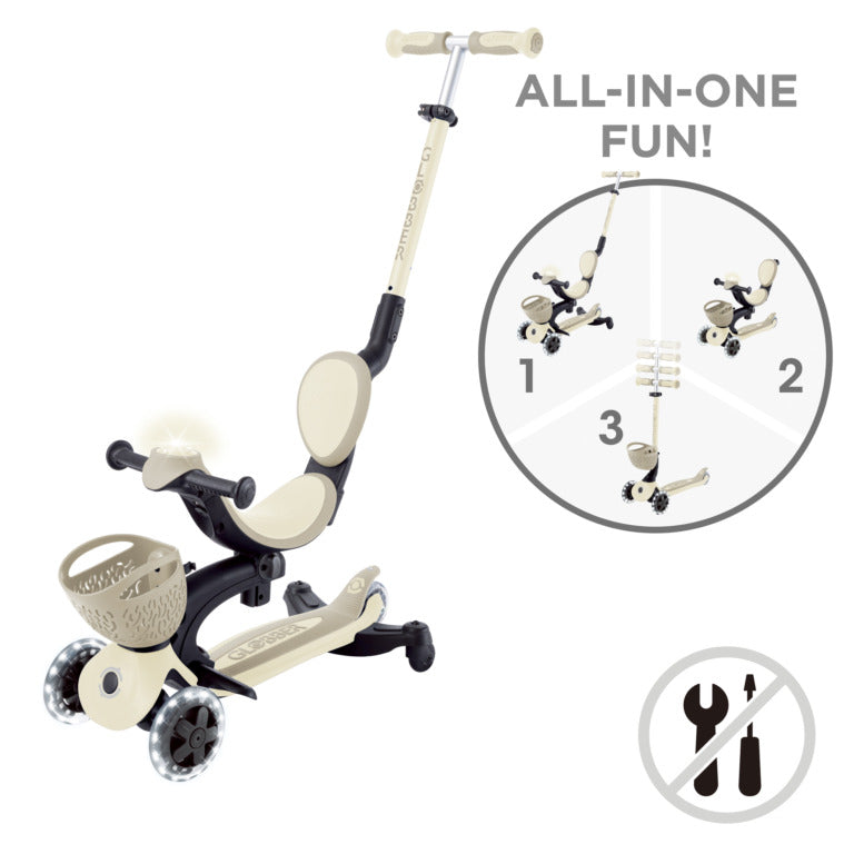 Globber GO•UP BABY LIGHTS 360° Taupe - Swanky Boutique Malta 