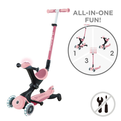 Globber GO•UP DELUXE LIGHTS 360° Pastel Pink - Swanky Boutique Malta