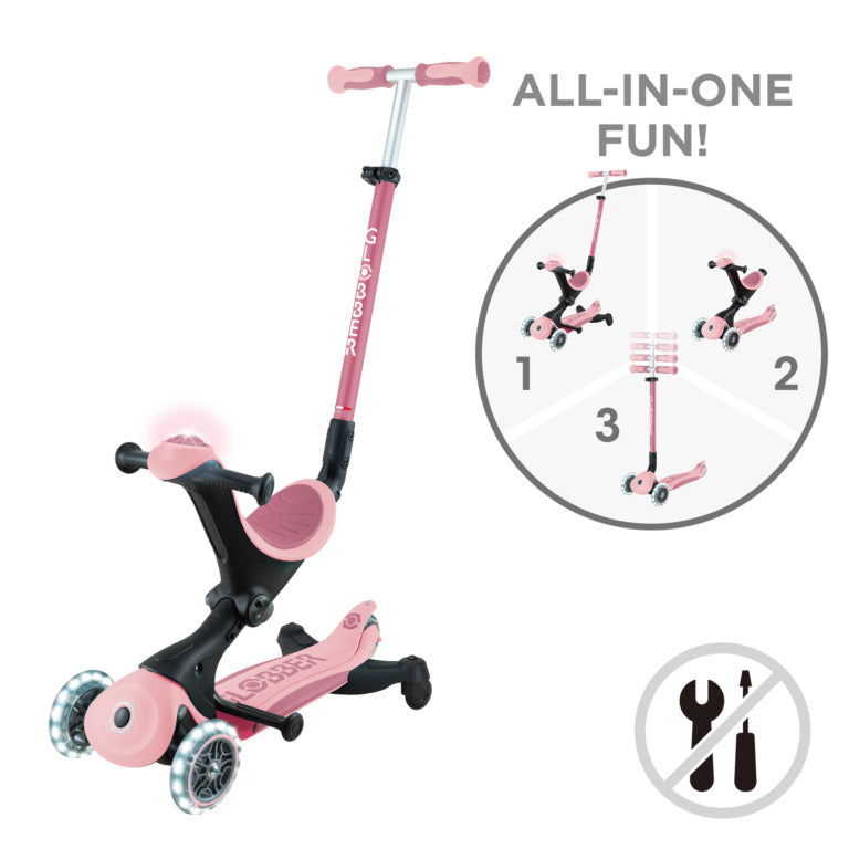 Globber GO•UP DELUXE LIGHTS 360° Pastel Pink - Swanky Boutique Malta