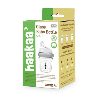 Haakaa Generation 3 Glass Baby Bottle 120ml - Grey