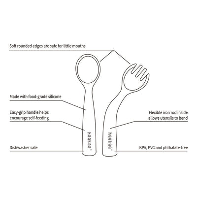 Silicone Mushroom Bowl & Bendy Cutlery Set - Toast