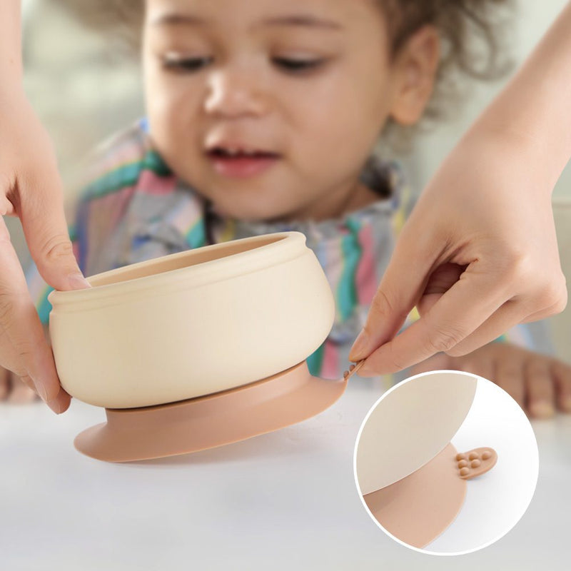 Silicone Mushroom Bowl & Bendy Cutlery Set - Toast