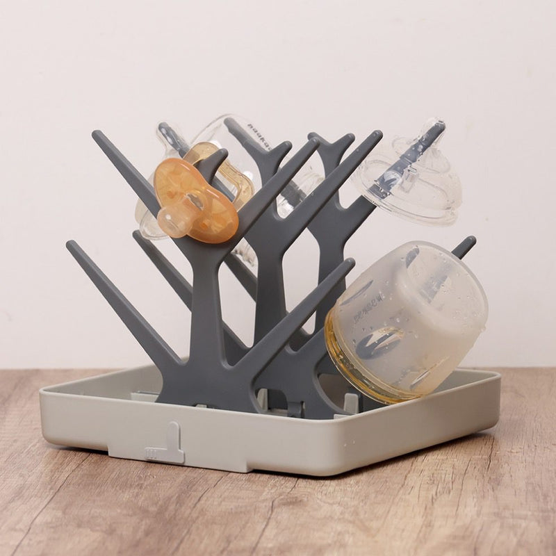 Haakaa Easy-Store Drying Tree & Tray Set - Slate Grey