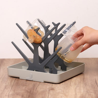 Haakaa Easy-Store Drying Tree & Tray Set - Slate Grey