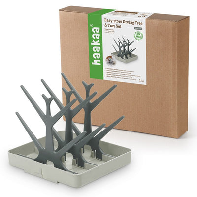 Haakaa Easy-Store Drying Tree & Tray Set - Slate Grey