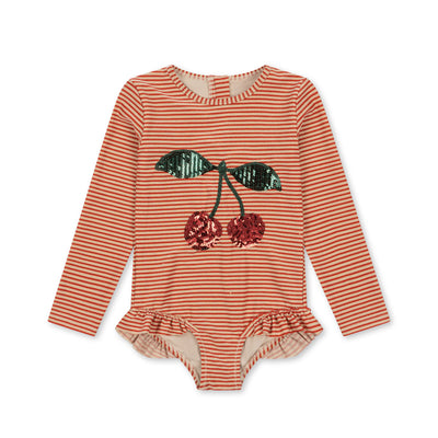 Konges Sloejd - jade ls swimsuit - glitter stripe - Swanky Boutique