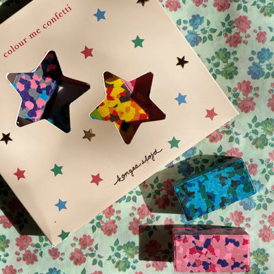 Konges Sloejd Confetti Crayons - Multi Star Swanky Boutique Malta