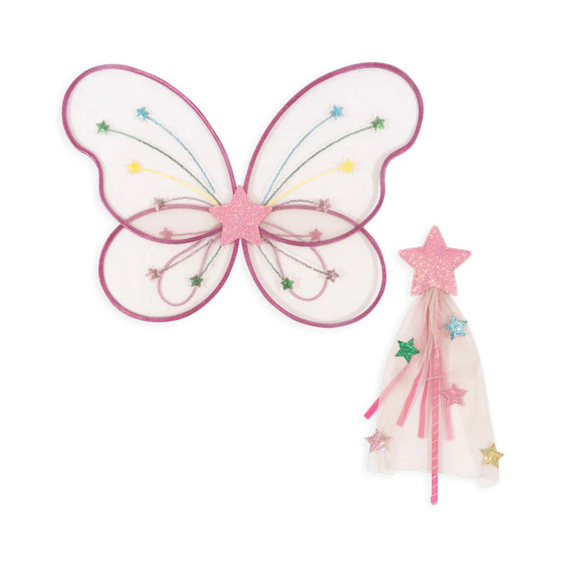 Konges Sloejd- Fairy Wings & Wand Costume - Evening Sand, Rainbow -Swanky Boutique Malta 