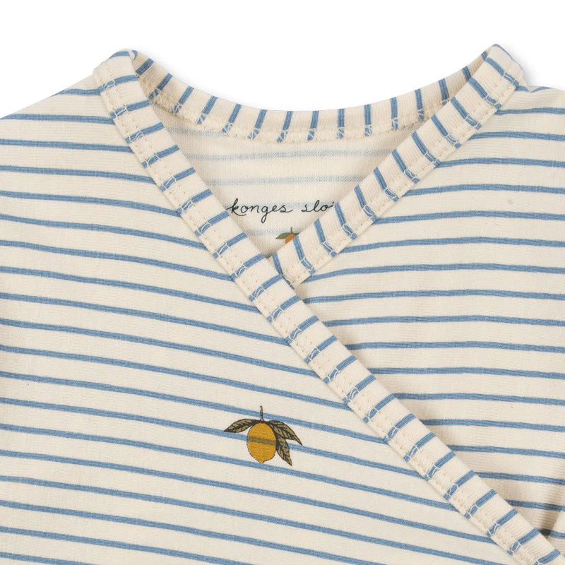 Konges Slojd-BASIC NEWBORN ONESIE Stripe Blue-Swanky Boutique Malta 