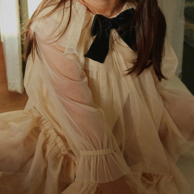 Konges Slojd - Bow Dress - Parchment - Swanky Boutique Malta 