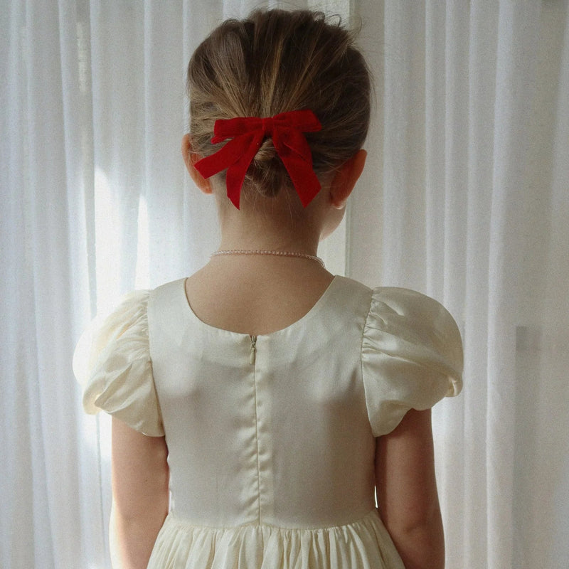 Konges Slojd - Hair Accessories, Velvet Double Bow Hair Clips 2-Pack - Barbados Cherry - Swanky Boutique Malta