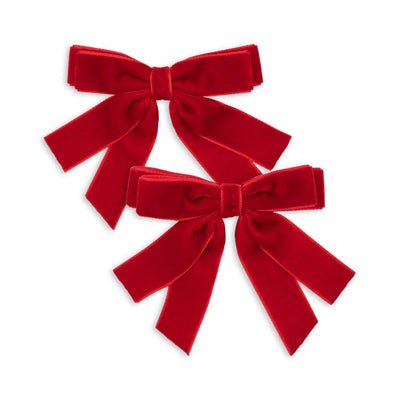 Konges Slojd - Hair Accessories, Velvet Double Bow Hair Clips 2-Pack - Barbados Cherry - Swanky Boutique Malta