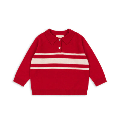 Konges Slojd - Polo Shirt, Long Sleeved - Basi Red - Swanky Boutique Malta 