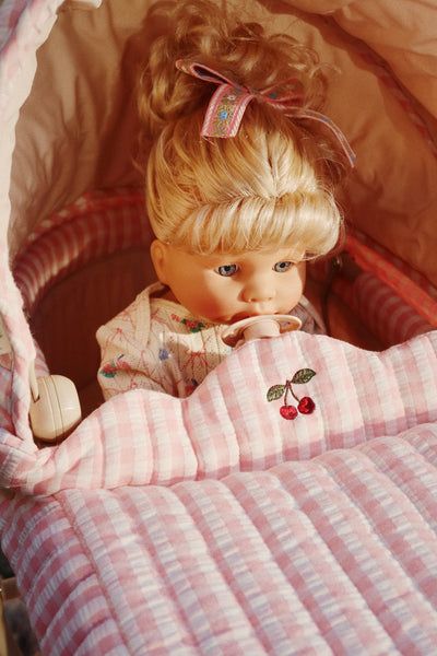 Konges Sloejd - DOLL STROLLER - POWDER PINK CHECK - Swanky Boutique