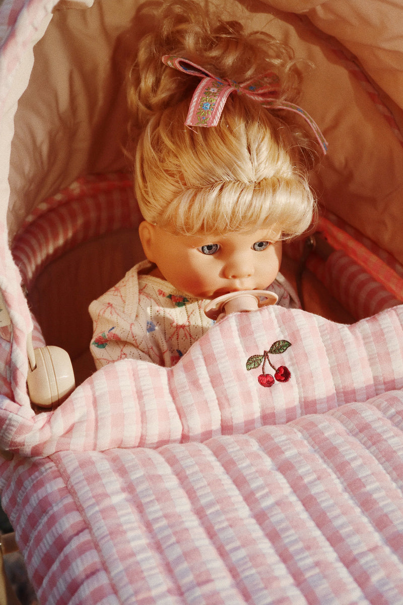 Konges Sloejd - DOLL STROLLER - POWDER PINK CHECK - Swanky Boutique