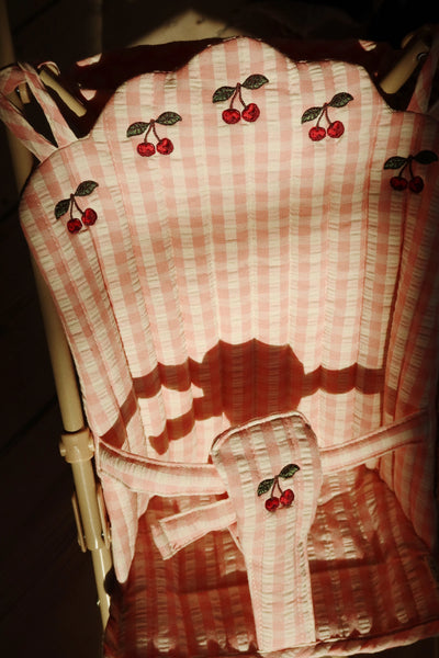 Konges Sloejd - DOLL STROLLER - POWDER PINK CHECK - Swanky Boutique