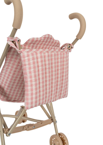 Konges Sloejd - DOLL STROLLER - POWDER PINK CHECK - Swanky Boutique