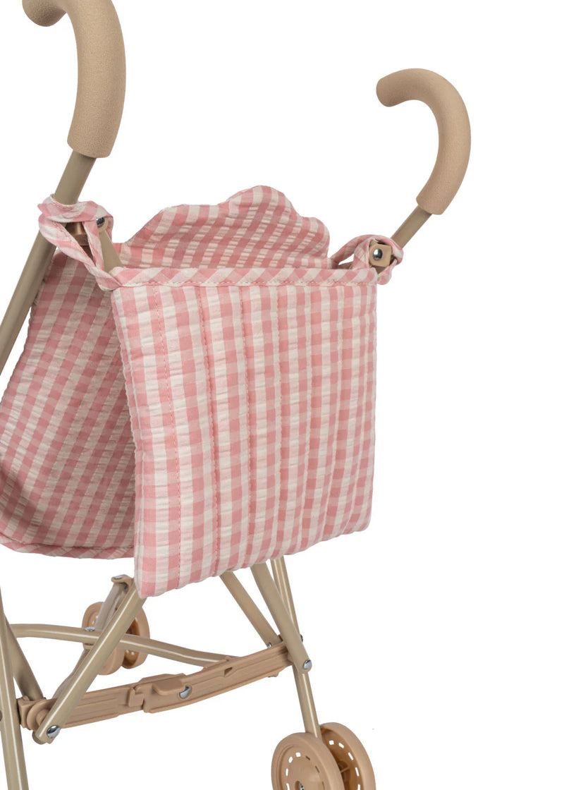 Konges Sloejd - DOLL STROLLER - POWDER PINK CHECK - Swanky Boutique