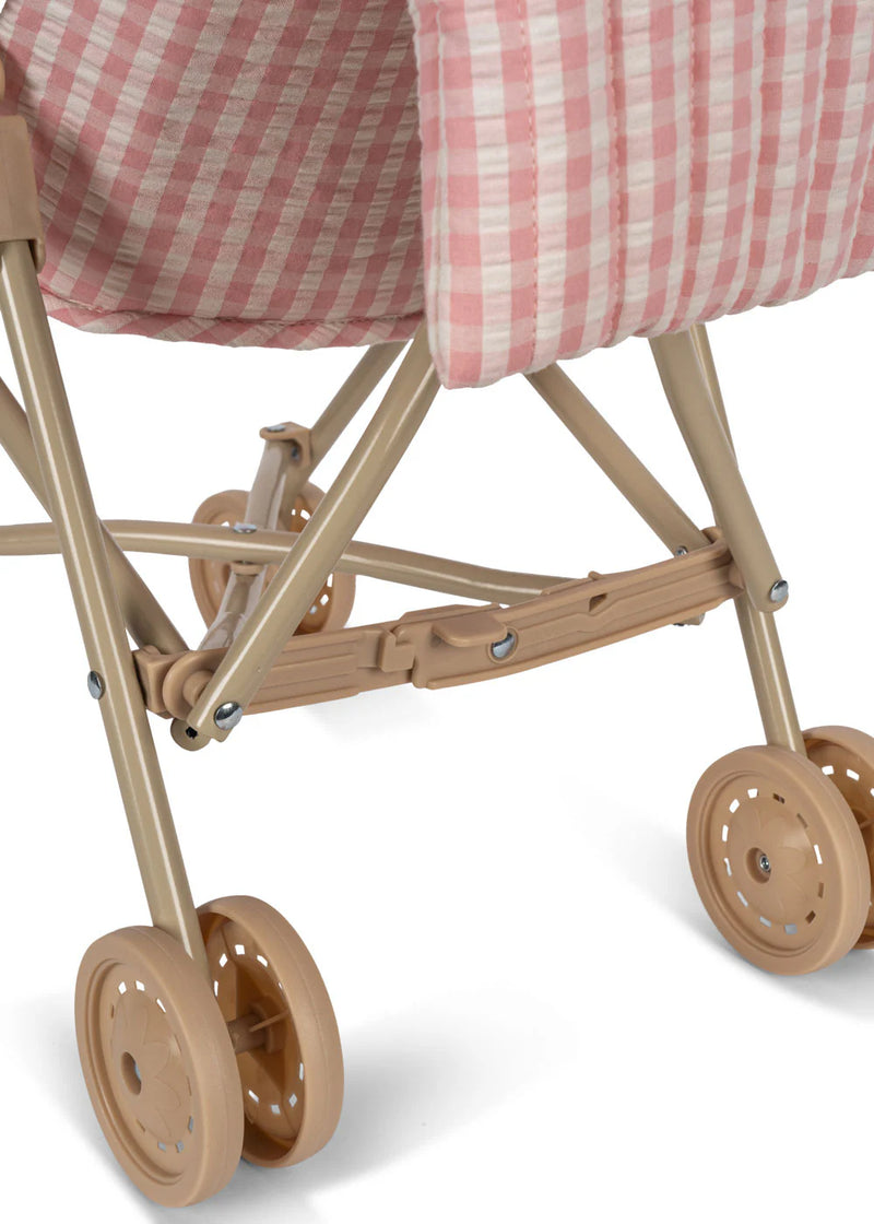 Konges Sloejd - DOLL STROLLER - POWDER PINK CHECK - Swanky Boutique