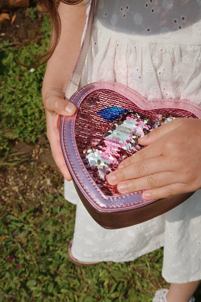 Konges Sloejd - TUT HEART SEQUIN BAG - ROSE - Swanky Boutique 