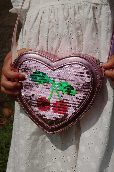 Konges Sloejd - TUT HEART SEQUIN BAG - ROSE - Swanky Boutique 