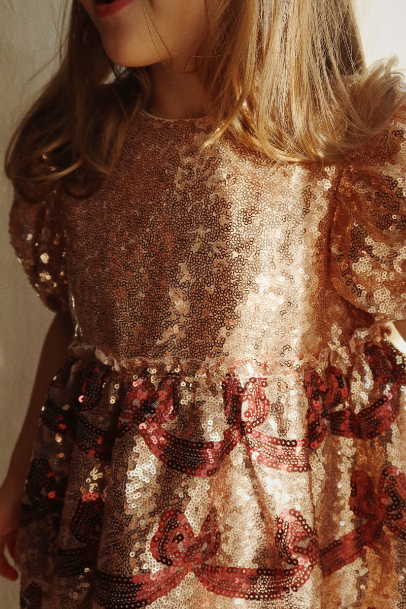 Starla Bow Wow Dress - Gold Blush