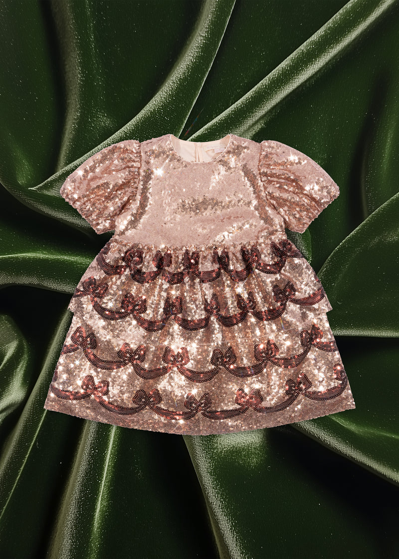 Starla Bow Wow Dress - Gold Blush