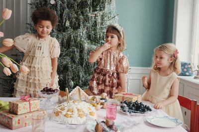 Konges Sloejd Starla Bow Wow Dress Gold Blush - Swanky Boutique