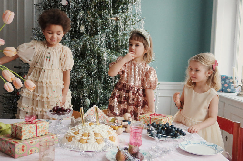 Konges Sloejd Starla Bow Wow Dress Gold Blush - Swanky Boutique