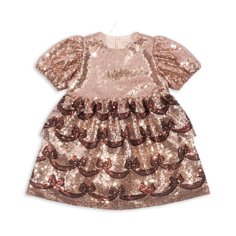 Konges Sloejd Starla Bow Wow Dress Gold Blush - Swanky Boutique
