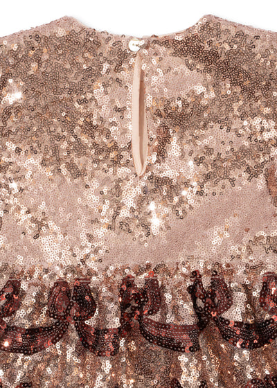 Konges Sloejd Starla Bow Wow Dress Gold Blush - Swanky Boutique