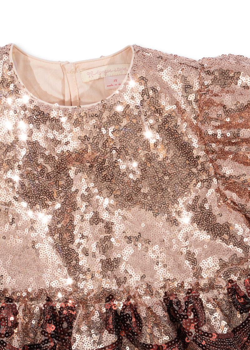 Konges Sloejd Starla Bow Wow Dress Gold Blush - Swanky Boutique
